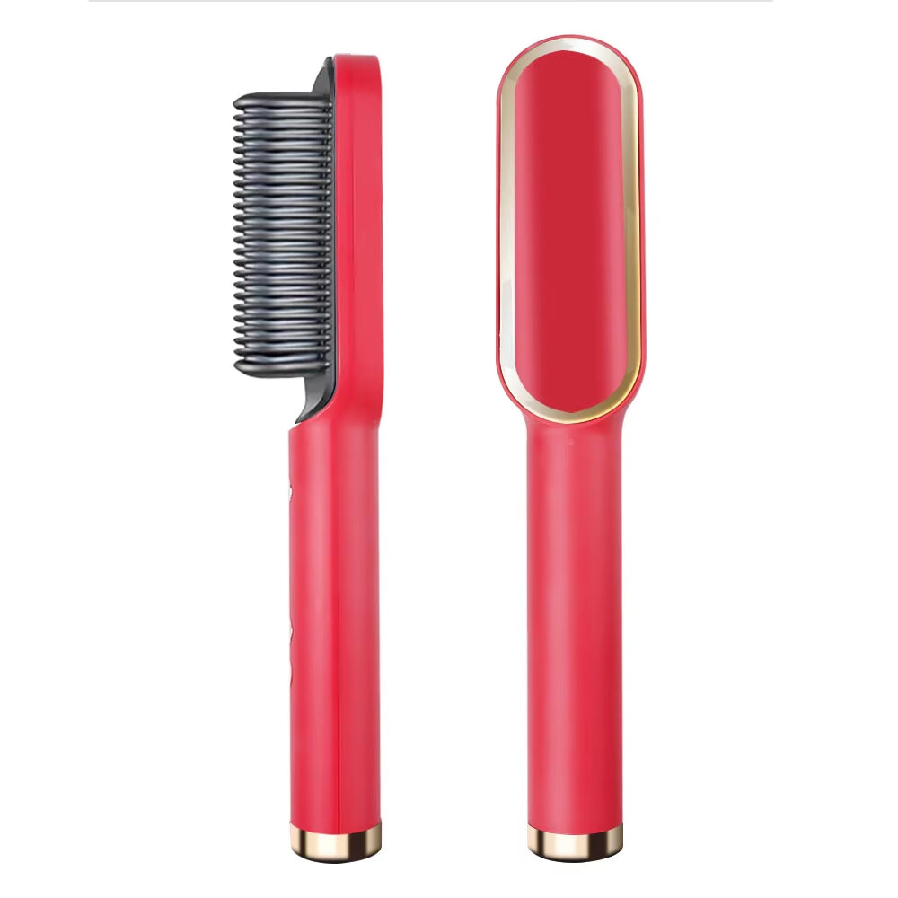 Portable Ionic Hair Straightener Brush with Anti-Scald Ceramic Heating