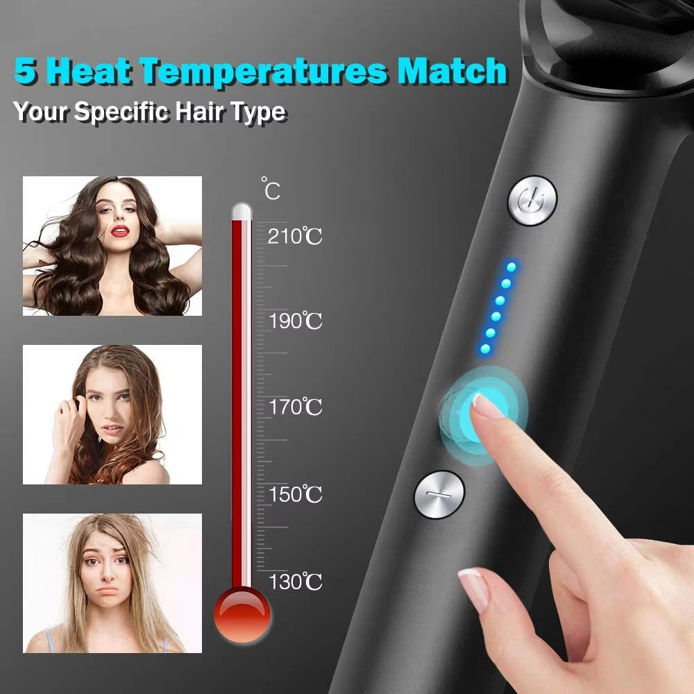 Portable Ionic Hair Straightener Brush with Anti-Scald Ceramic Heating