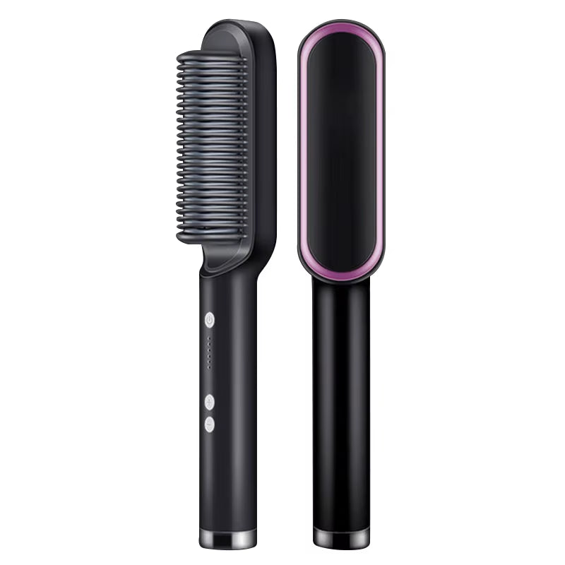 Portable Ionic Hair Straightener Brush with Anti-Scald Ceramic Heating